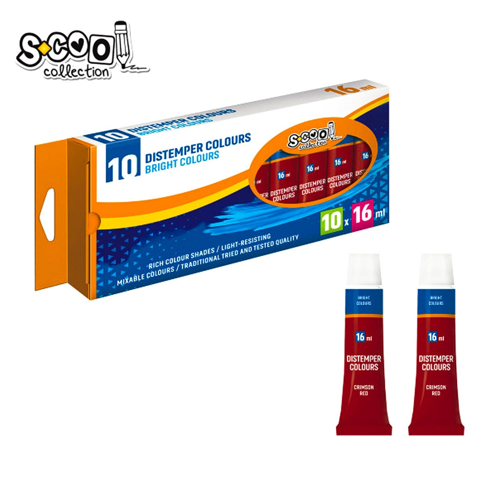 Set de 10 tuburi cu tempera roșu aprins S-COOL de 16 ml, vopsea pe bază de apă cu putere mare de acoperire pentru pictură