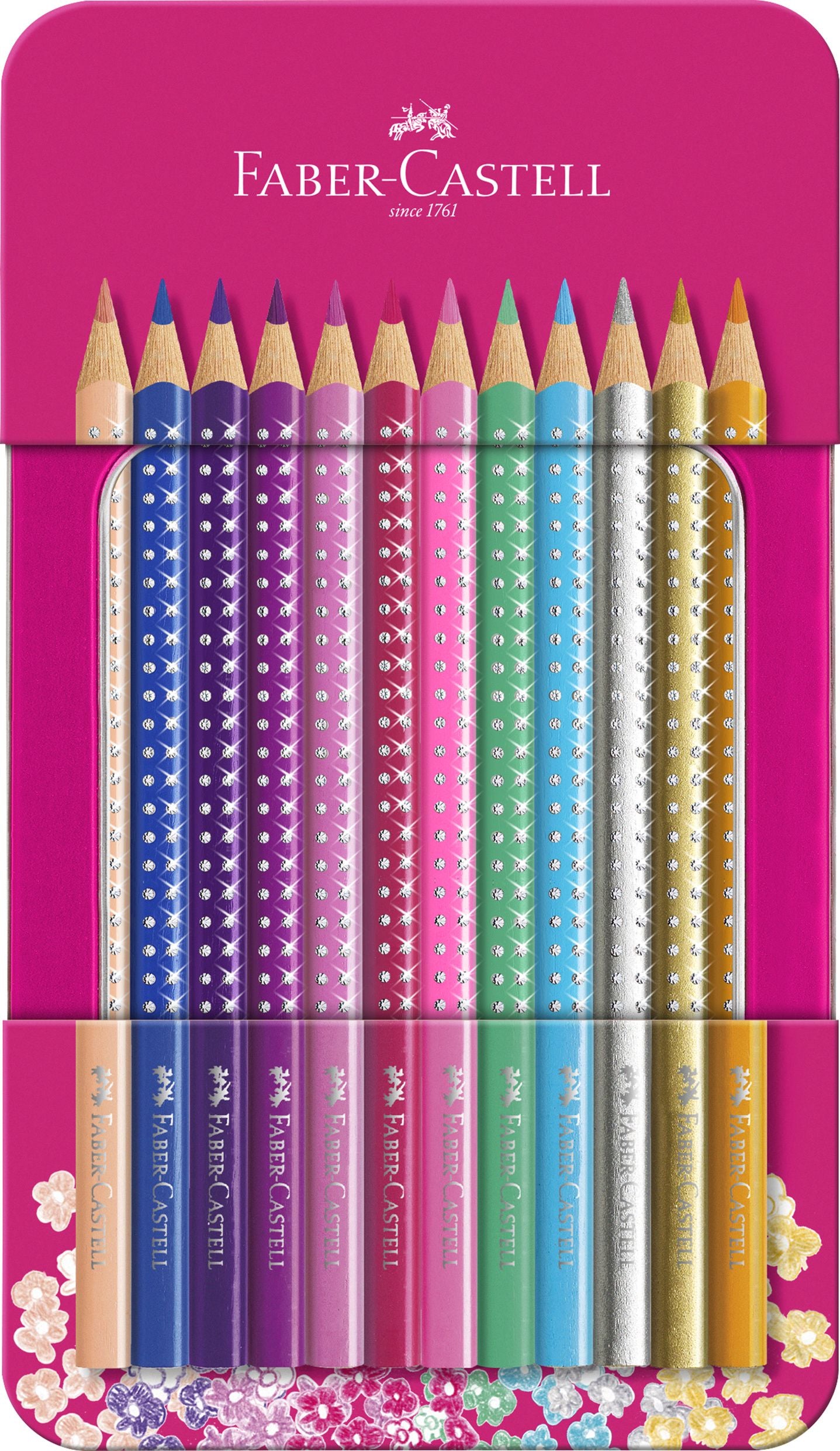 Set Cadou 12 Creioane Colorate Sparkle Faber-Castell