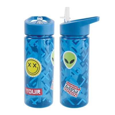 Sticlă de apă pentru copii S-Cool Sticker de 600 ml din plastic cu pai pliabil și mâner