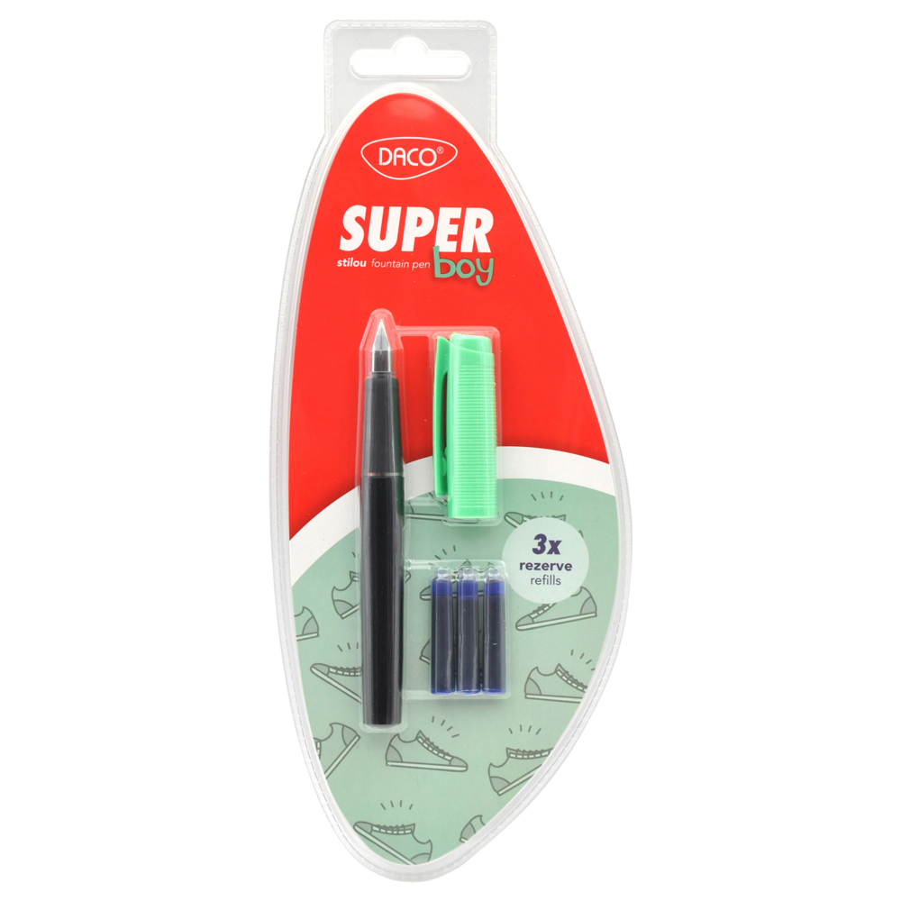 Stilou școlar Daco Super Boy ST204B cu corp din plastic și peniță iridium tip F