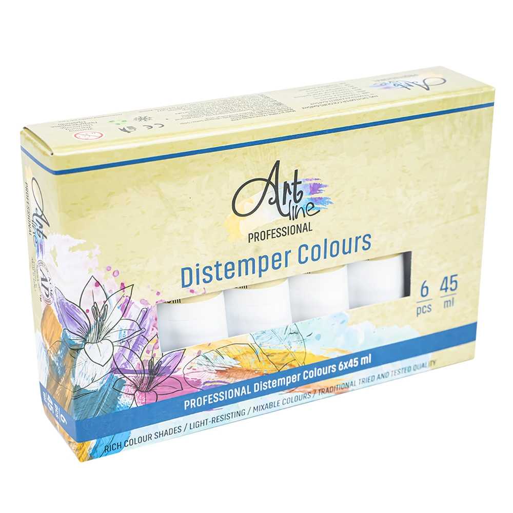 Set de 6 tuburi de tempera Artline culoare Albastru Regal 45ml pigmenti de inalta calitate non-toxici pentru copii si scoala