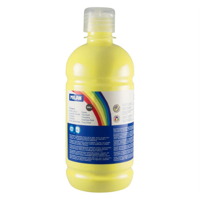 Flacon 500 ml vopsea tempera galben deschis MILAN pentru activități artistice, pictură pe carton și proiecte școlare creative