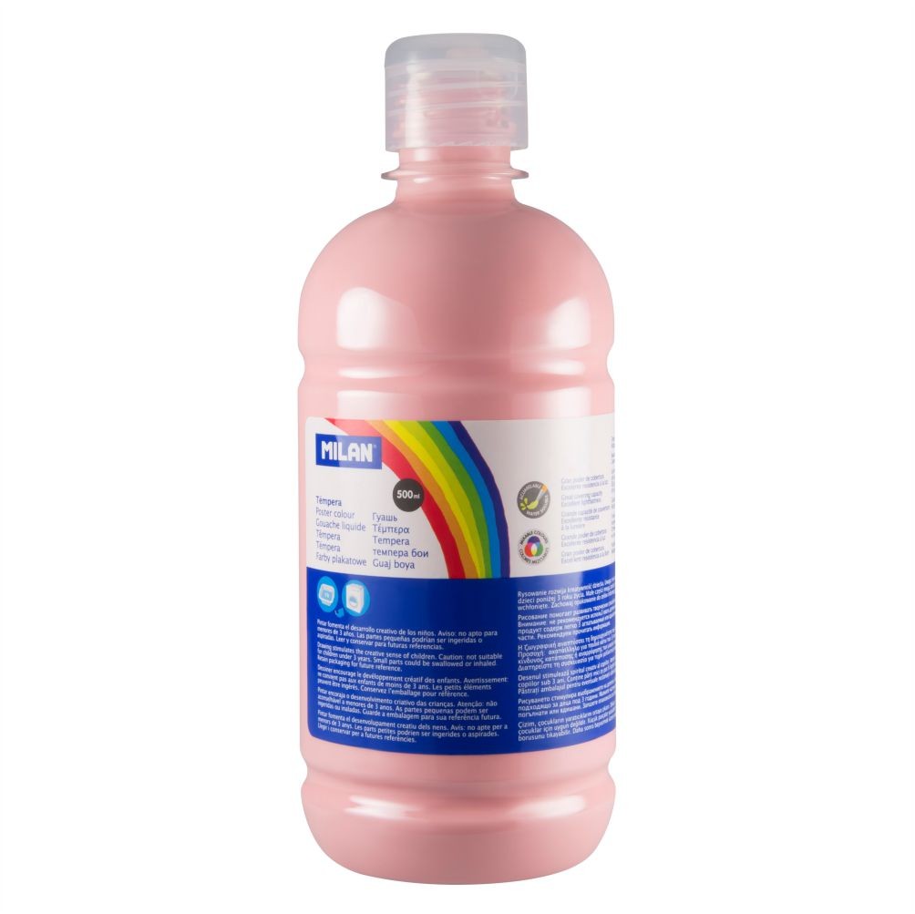 Flacon 500 ml vopsea tempera roz deschis MILAN pentru activități artistice, pictură pe carton și proiecte creative delicate