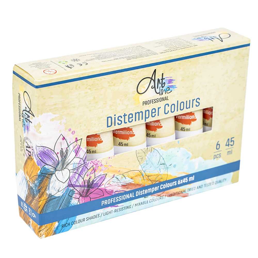 Set de 6 tuburi de tempera Artline culoare rosu 45ml vopsea pe baza de apa non-toxica rezistenta la lumina pentru pictura scolara