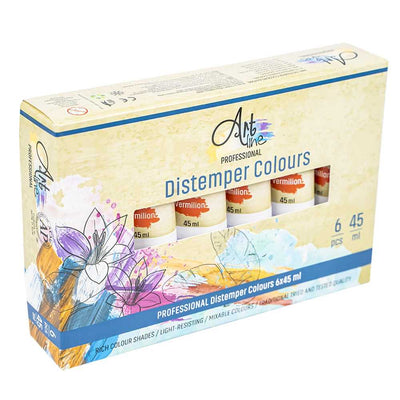 Set de 6 tuburi de tempera Artline culoare rosu 45ml vopsea pe baza de apa non-toxica rezistenta la lumina pentru pictura scolara