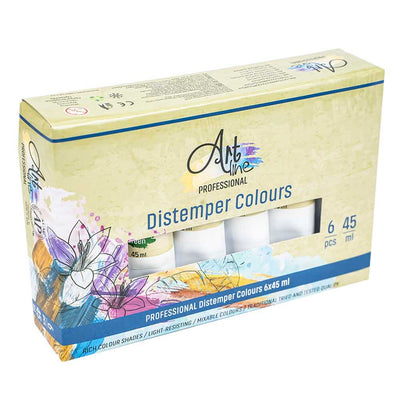Set de 6 tuburi de tempera Artline culoare verde 45ml vopsea pe baza de apa non-toxica rezistenta la lumina pentru pictura scolara