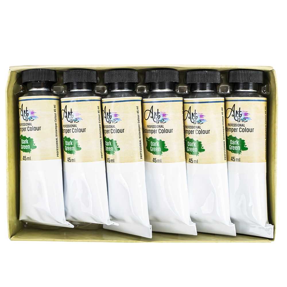 Set de 6 tuburi de tempera Artline culoare verde 45ml vopsea pe baza de apa non-toxica rezistenta la lumina pentru pictura scolara