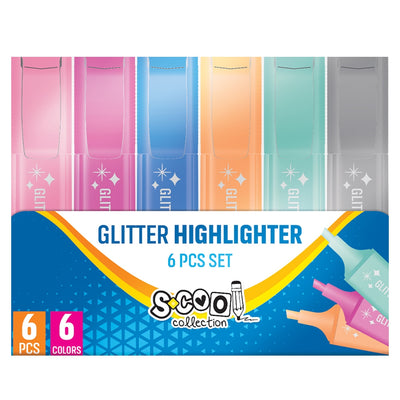 Text markere cu sclipici, 6 cul/set - S-COOL