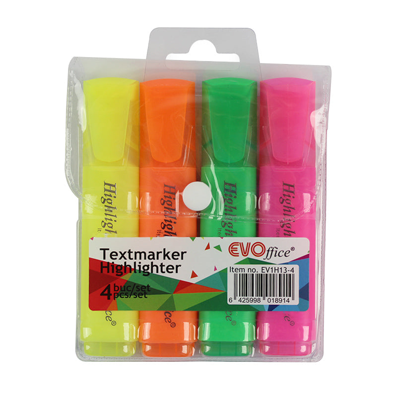 Set 4 culori textmarker EVOffice
