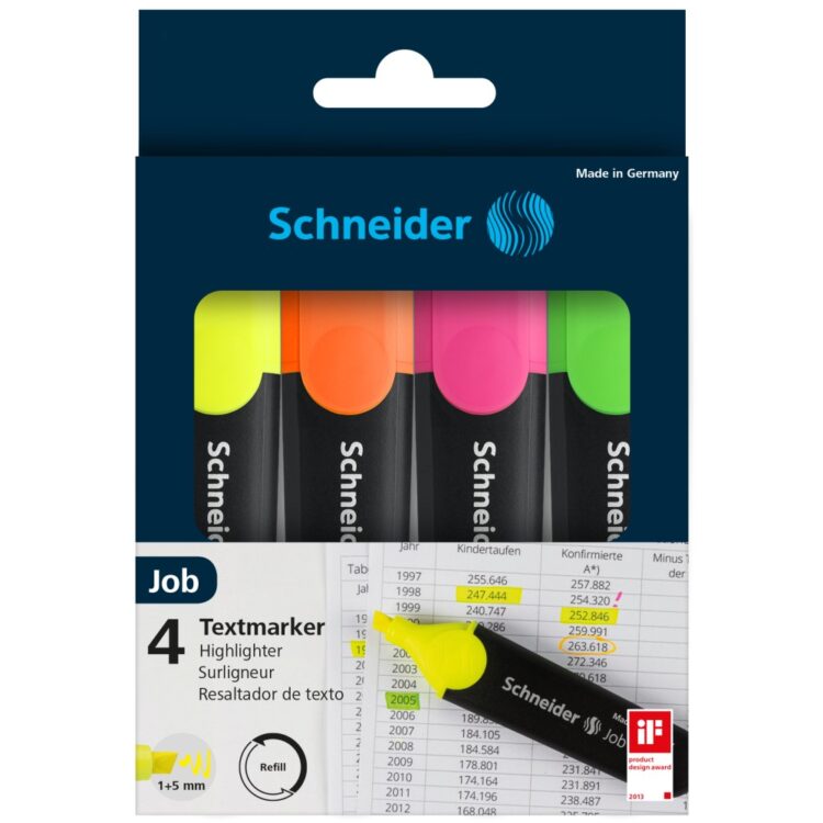 Set 4 culori textmarker Schneider Job