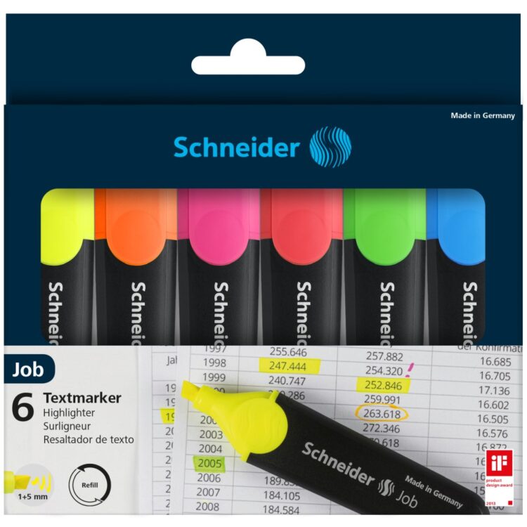 Set 6 culori textmarker Schneider Job