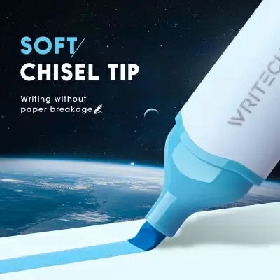 Textmarker Writech seria Astronaut albastru neon cu fereastra vizualizare varf tesit 1-5.5mm