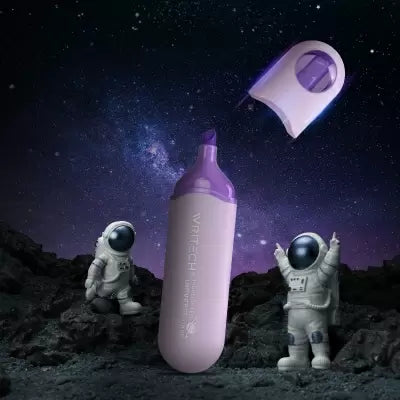 Textmarker violet neon Writech seria Astronaut cu fereastra vizualizare varf tesit pentru design si birou