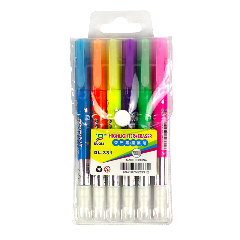 Set 6 culori textmarker cu stergere EVOffice