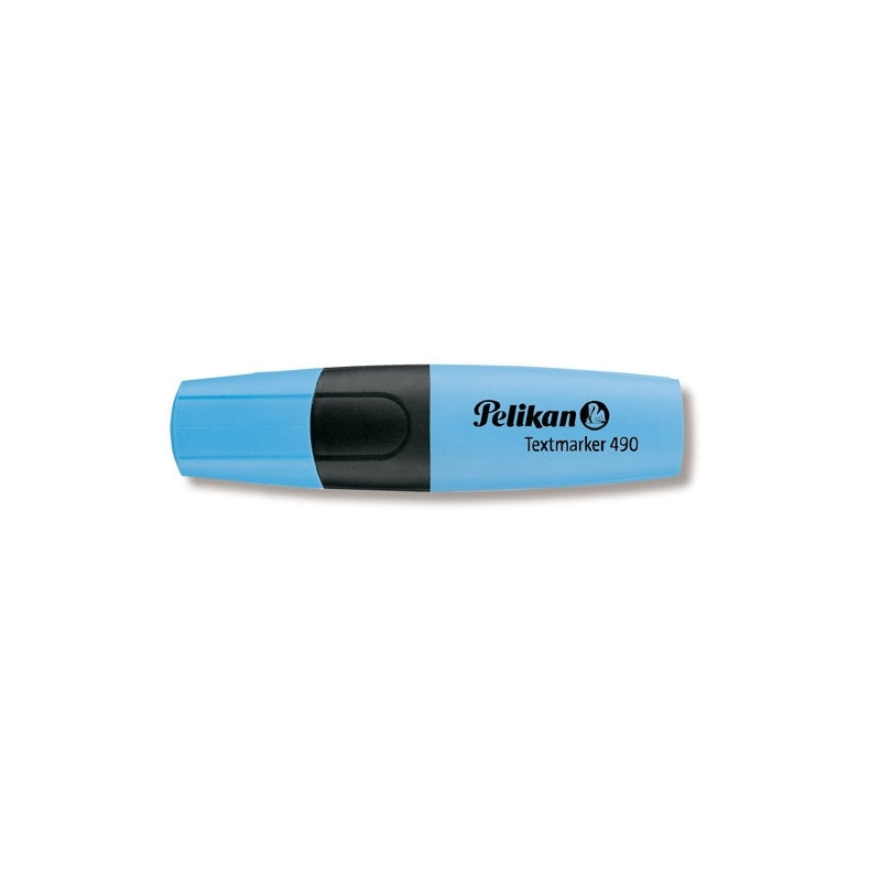 Textmarker Pelikan 490 albastru varf tesit 1-5mm reincarcabil grip ergonomic pentru evidentiere text