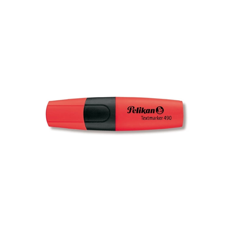 Textmarker Pelikan 490 rosu varf tesit 1-5mm reincarcabil grip ergonomic pentru corectura si evidentiere