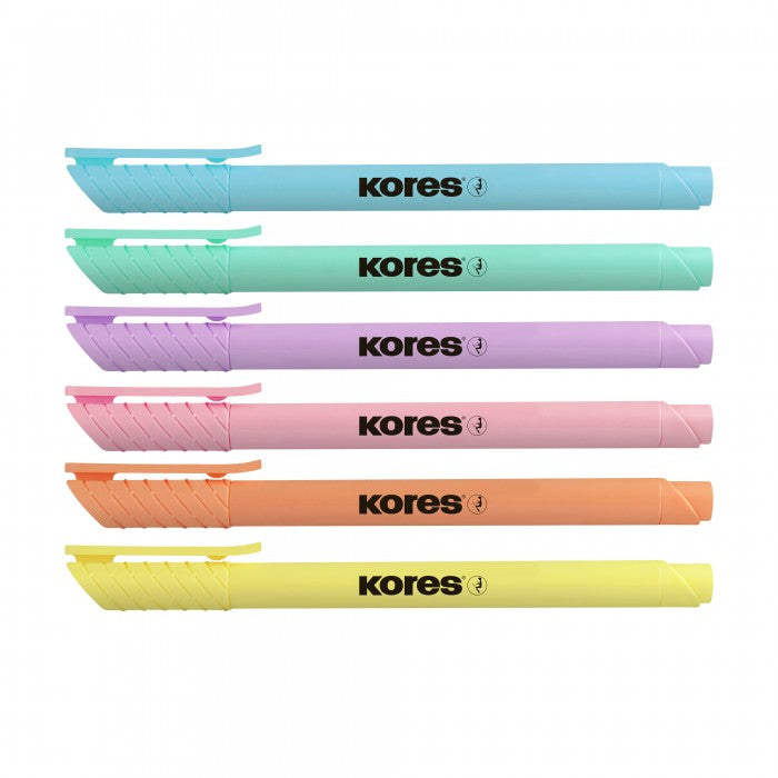 Textmarker Set 6 Pastel Slim Cutie Plastic Kores