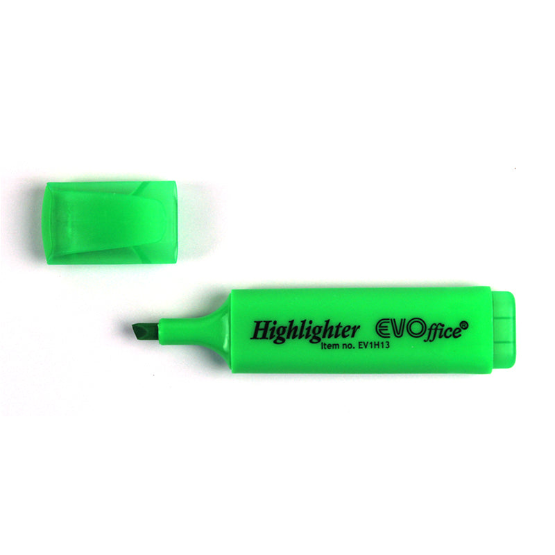 Textmarker verde Evoffice cu varf tesit 1-5 mm pentru evidentiere documente si organizare birou