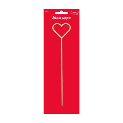 Topper decorativ din lemn în formă de inimă Dacoart (lungime 24.5 cm), ideal pentru decorarea aranjamentelor florale, torturilor și cadourilor handmade