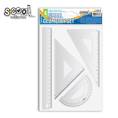 Trusa geometrie, 4 piese/set, liniar 20 cm - S-COOL