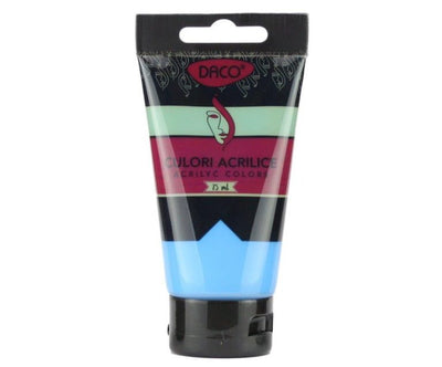 Tub vopsea acrilica DACO culoare Albastru Ceruleum 75 ml pigment intens pentru pictura pe panza cer peisaje marine si proiecte DIY