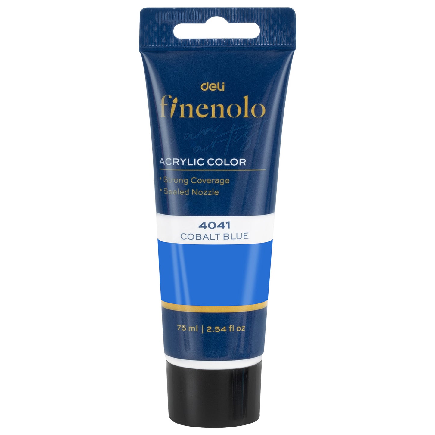 Tub 75 ml vopsea acrilica Deli culoare albastru cobalt intens cu putere mare de acoperire pentru pictura pe panza si hobby