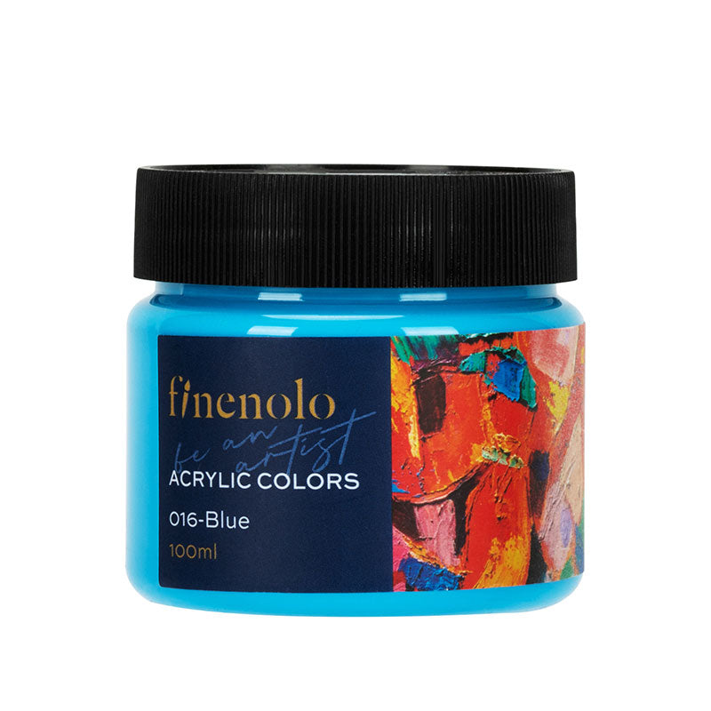 Borcanas 100 ml vopsea acrilica Finenolo Deli culoare albastru intens cu putere mare de acoperire pentru pictura si proiecte creative