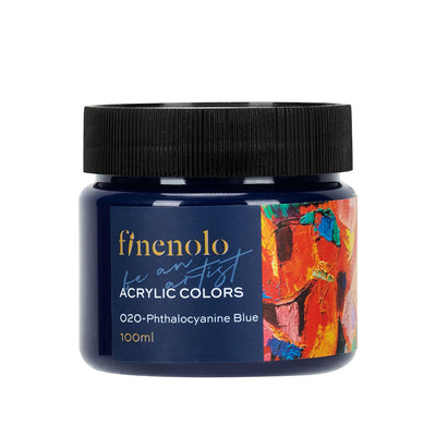 Borcanas 100 ml vopsea acrilica Finenolo Deli culoare albastru phtalo intens pentru pictura pe panza glazuri si hobby