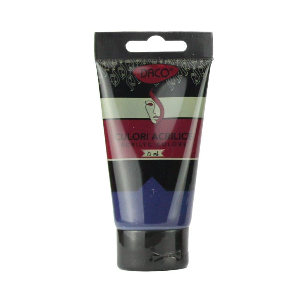 Tub vopsea acrilica DACO culoare Albastru Prusia 75 ml pigment intens pentru pictura nocturna pe panza lemn si umbre profunde