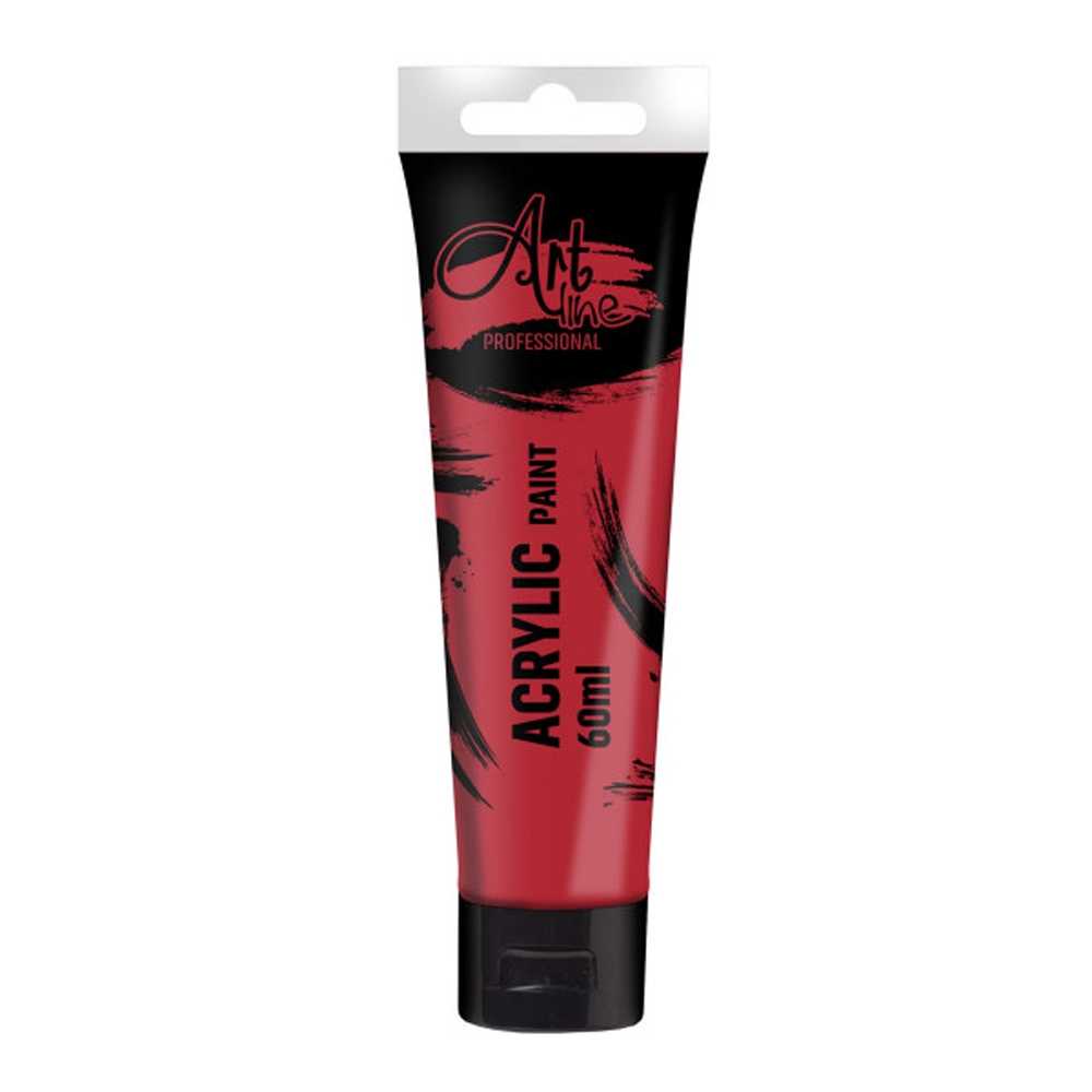 Set de 6 tuburi vopsea acrilica Artline culoare Red Scarlet 60ml pigment bogat uscare rapida pentru pictura pe panza si lemn