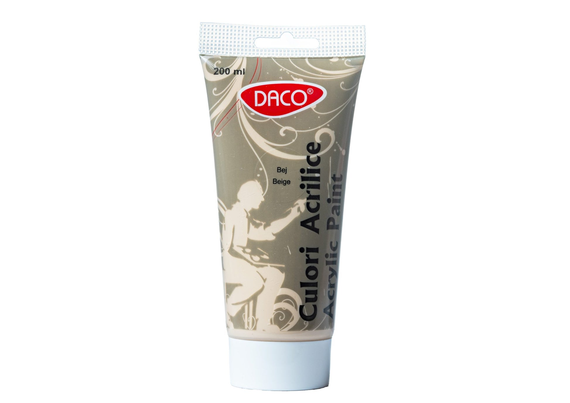 Tub vopsea acrilica DACO culoare bej 200 ml pigment de calitate acoperire uniforma pentru pictura pe panza lemn si proiecte creative