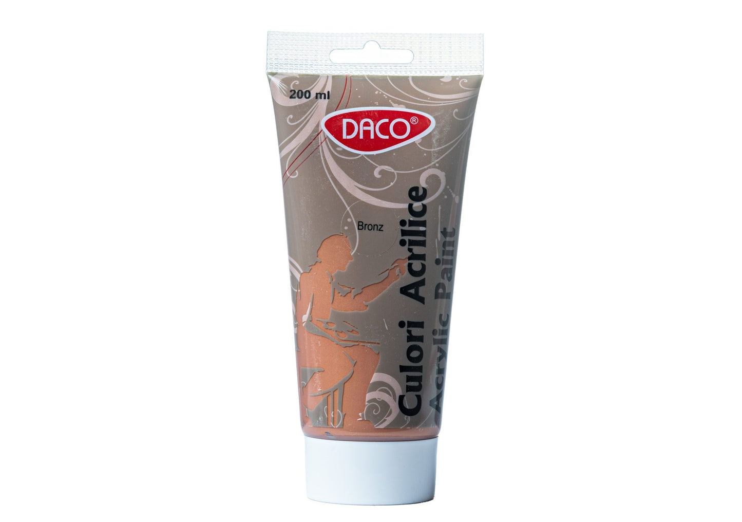 Tub vopsea acrilica DACO culoare Bronz 200 ml antichizat pentru pictura pe panza lemn si proiecte creative decorative