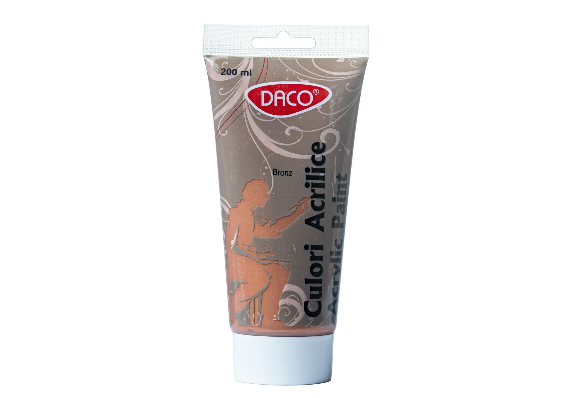 Tub vopsea acrilica DACO culoare Bronz 200 ml antichizat pentru pictura pe panza lemn si proiecte creative decorative