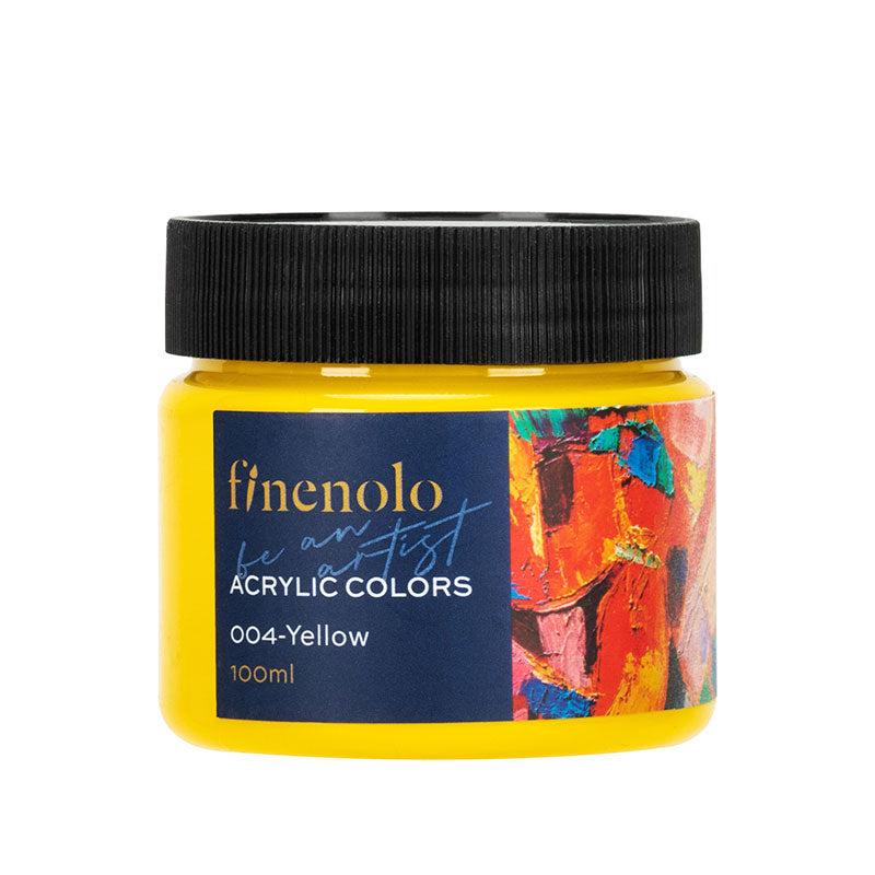 Borcanas 100 ml vopsea acrilica Finenolo Deli culoare galben intens cu putere mare de acoperire pentru pictura si hobby creative