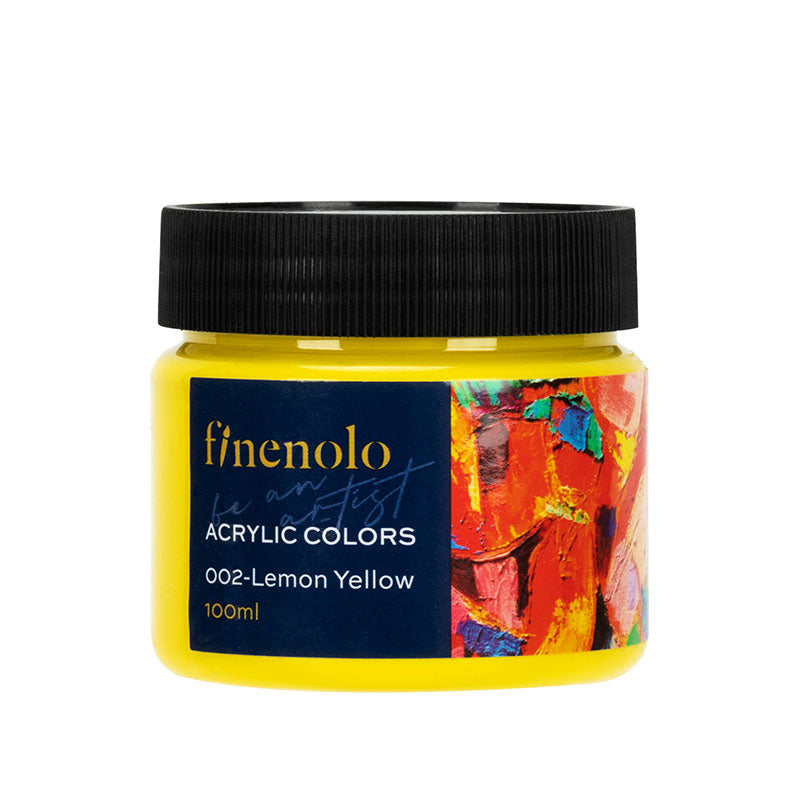 Borcanas 100 ml vopsea acrilica Finenolo Deli culoare galben lamaie intens cu putere mare de acoperire pentru arta si decoratiuni