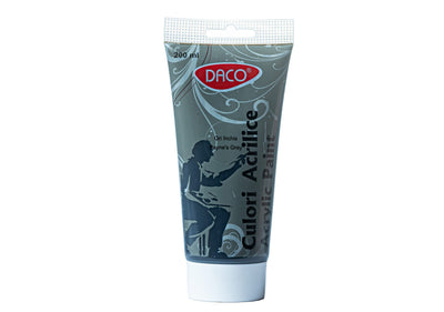 Tub vopsea acrilica DACO culoare Gri Inchis 200 ml pigment de calitate acoperire uniforma pentru pictura pe panza lemn si proiecte decorative