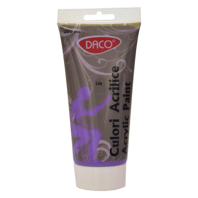 Tub vopsea acrilica DACO culoare lila 200 ml pigment intens acoperire uniforma pentru pictura pe panza lemn si proiecte creative decorative