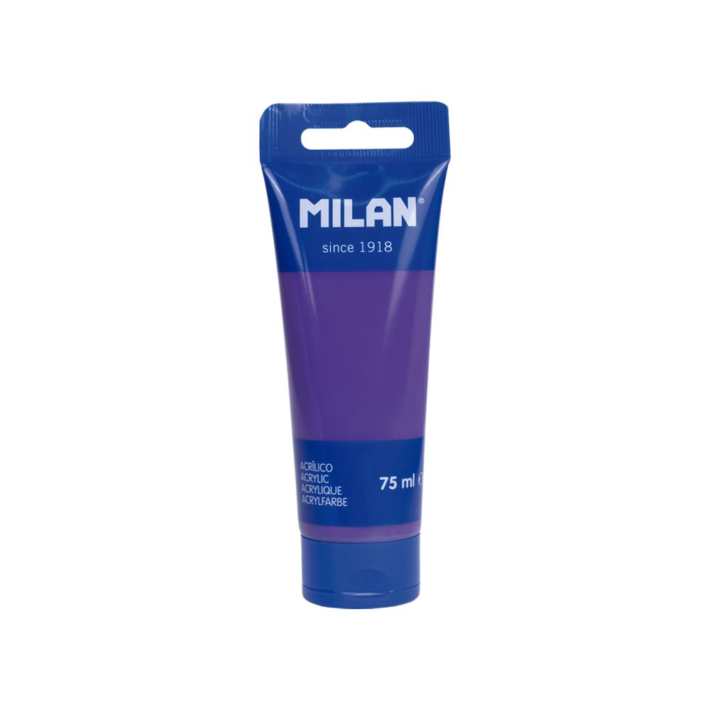 Tub vopsea acrilica MILAN nuanța Violet de 75 ml cu finisaj lucios si acoperire uniforma pentru pictura artistica si hobby