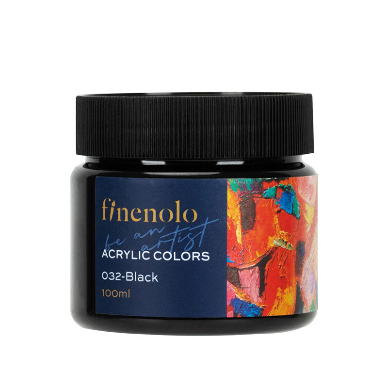 Borcanas 100 ml vopsea acrilica Finenolo Deli culoare negru intens cu putere mare de acoperire pentru contururi si pictură