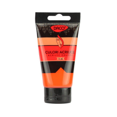 Tub vopsea acrilica DACO culoare portocaliu intens 75 ml pigment vibrant pentru pictura pe panza lemn si peisaje de toamna