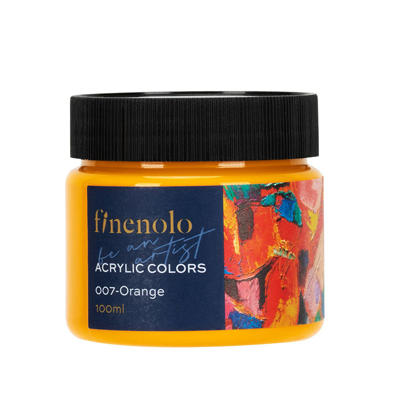 Borcanas 100 ml vopsea acrilica Finenolo Deli culoare portocaliu intens cu putere mare de acoperire pentru pictura si proiecte hobby