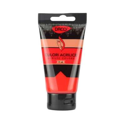 Tub vopsea acrilica DACO culoare Rosu Scarlet 75 ml pigment vibrant pentru pictura pe panza lemn si proiecte creative solare