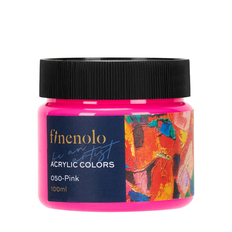 Borcanas 100 ml vopsea acrilica Finenolo Deli culoare roz intens cu putere mare de acoperire pentru pictura si proiecte creative hobby