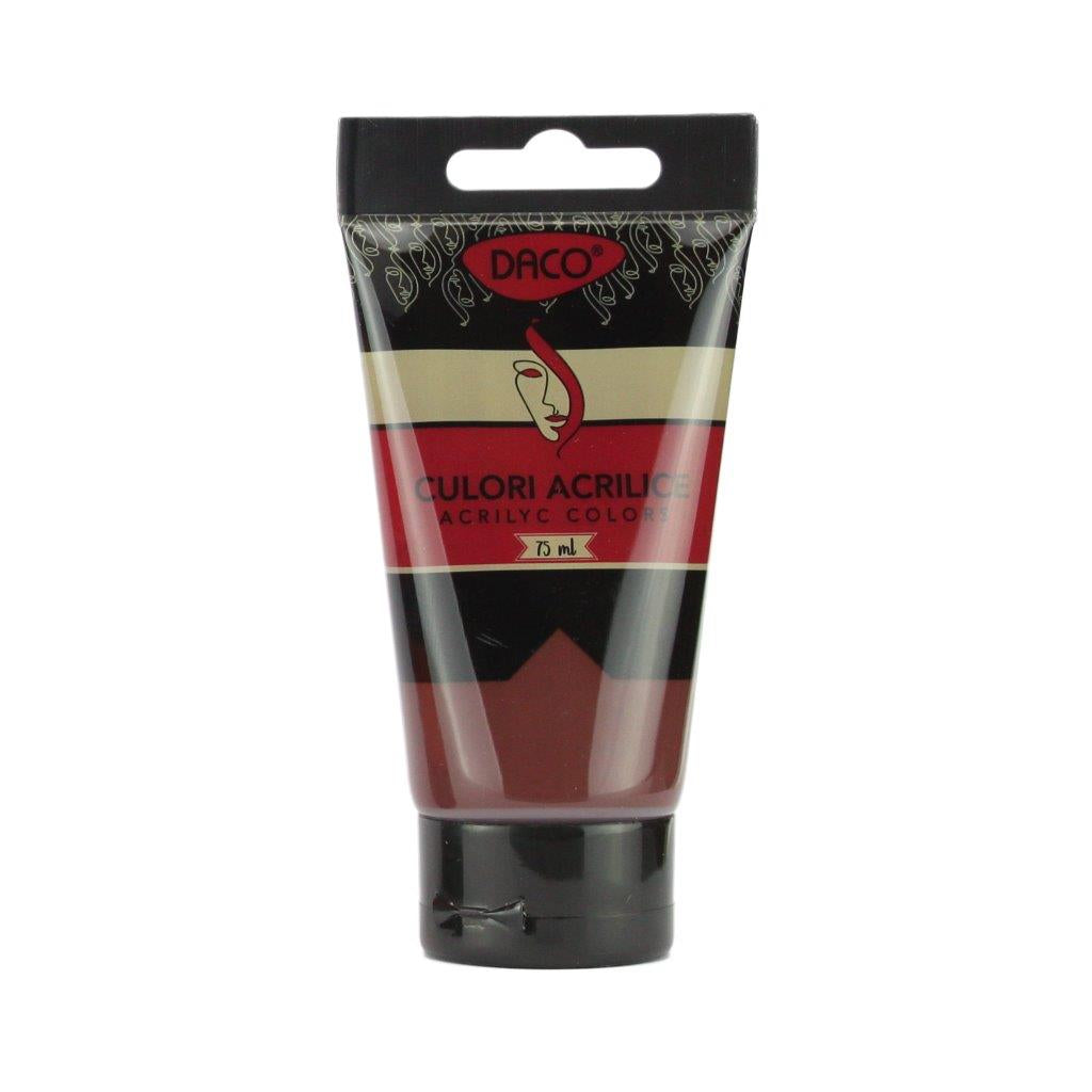 Tub vopsea acrilica DACO culoare Umbra Arsa 75 ml pigment intens pentru pictura pe panza umbre naturale si proiecte DIY