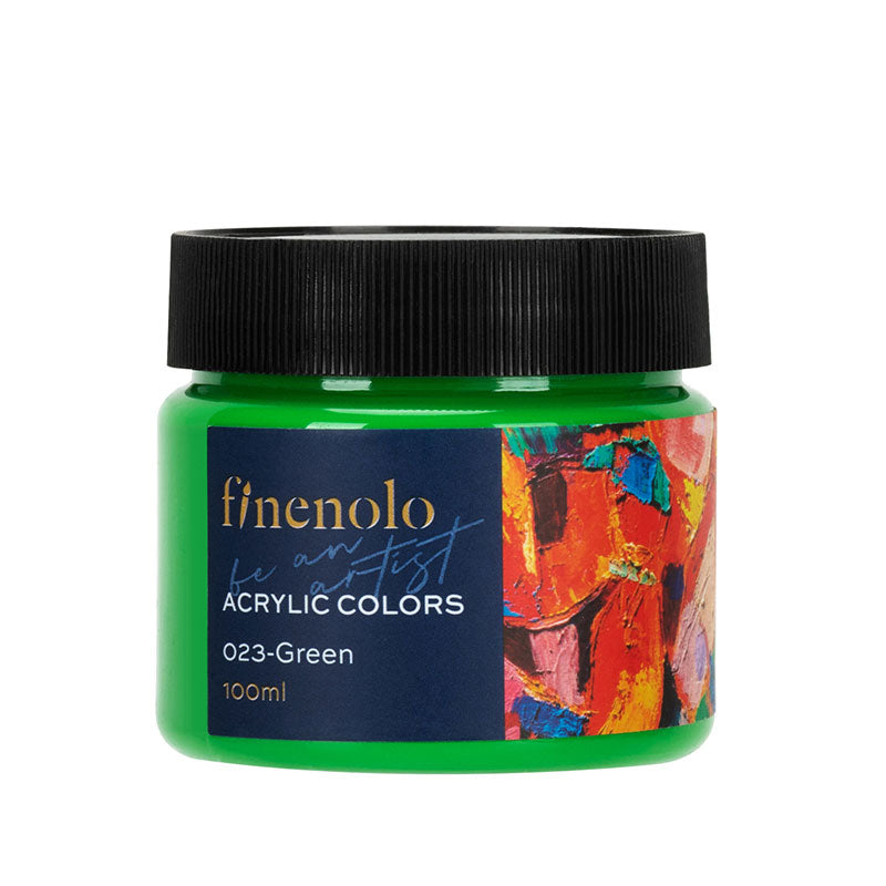 Borcanas 100 ml vopsea acrilica Finenolo Deli culoare verde intens cu putere mare de acoperire pentru pictura si proiecte creative hobby
