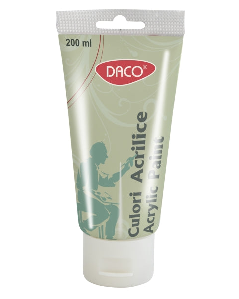 Tub vopsea acrilica DACO culoare verde metalizat 200 ml pigment cu reflexii stralucitoare pentru pictura pe panza lemn si proiecte creative moderne