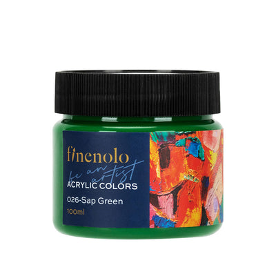 Borcanas 100 ml vopsea acrilica Finenolo Deli culoare verde padure intens cu putere mare de acoperire pentru pictura pe panza si hobby