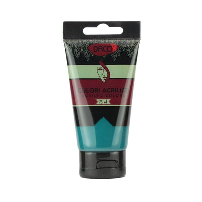 Tub vopsea acrilica DACO culoare Verde Turcoaz 75 ml pigment intens pentru pictura pe panza lemn si proiecte creative DIY