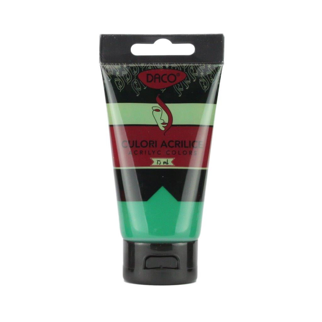Tub vopsea acrilica DACO culoare Verde Viridian 75 ml pigment intens pentru pictura pe panza peisaje marine si proiecte creative