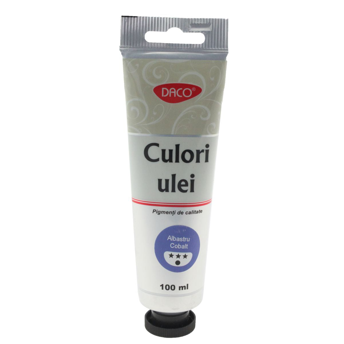 Tub 100 ml vopsea de ulei DACO culoare Albastru Cobalt pigment intens pentru pictura pe panza peisaje si portrete